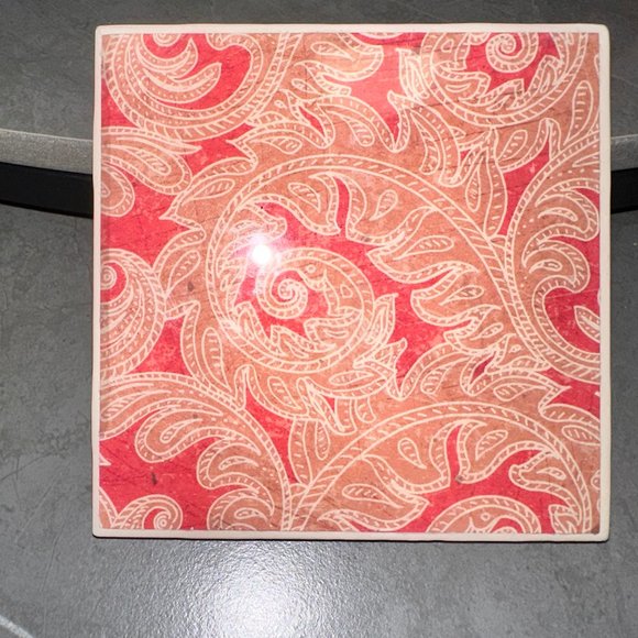 Vintage Other - 4pcs Vintage Paisley Filigree Floral Ceramic Tile Beverage Coasters